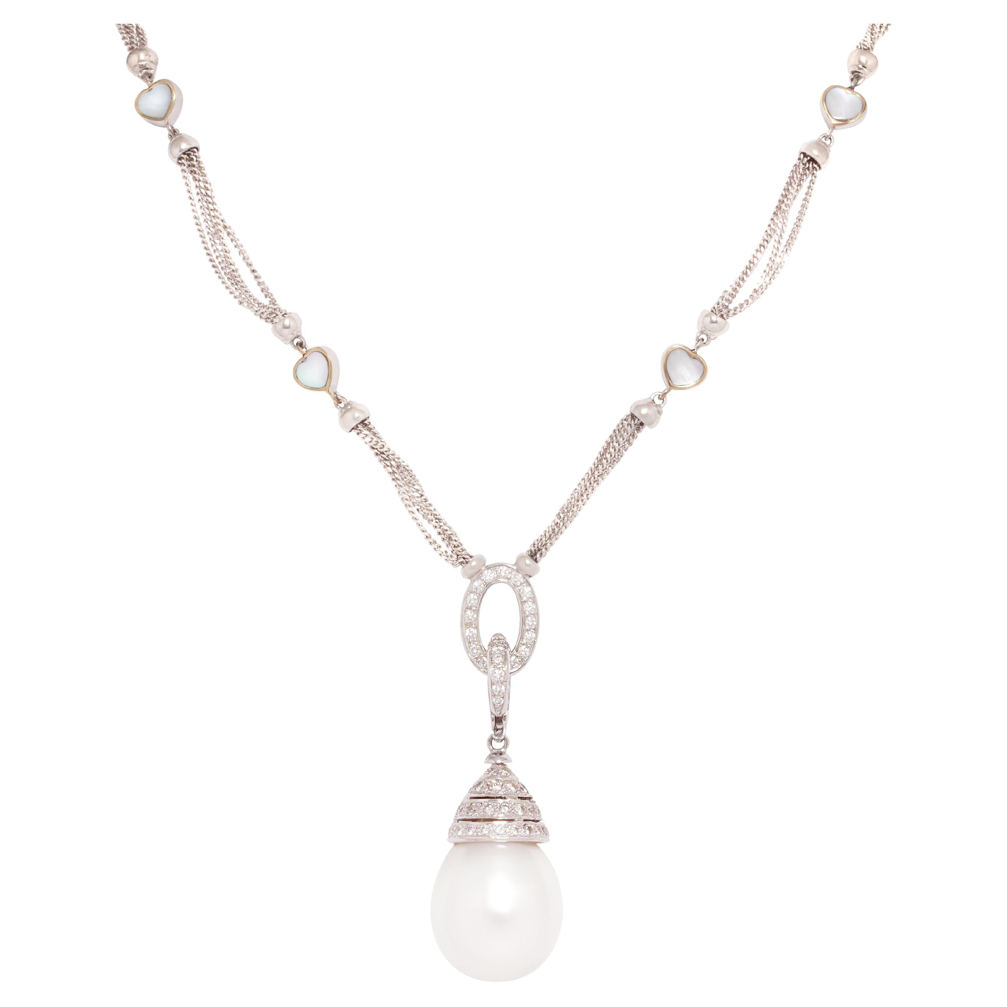 South Sea Pearl 21 x 17mm Diamond Pendant Necklace Design by Ella Gafter