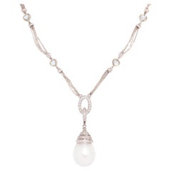 Collier de perles des mers du Sud 21 x 17mm avec pendentif en diamant Design par Ella Gafter