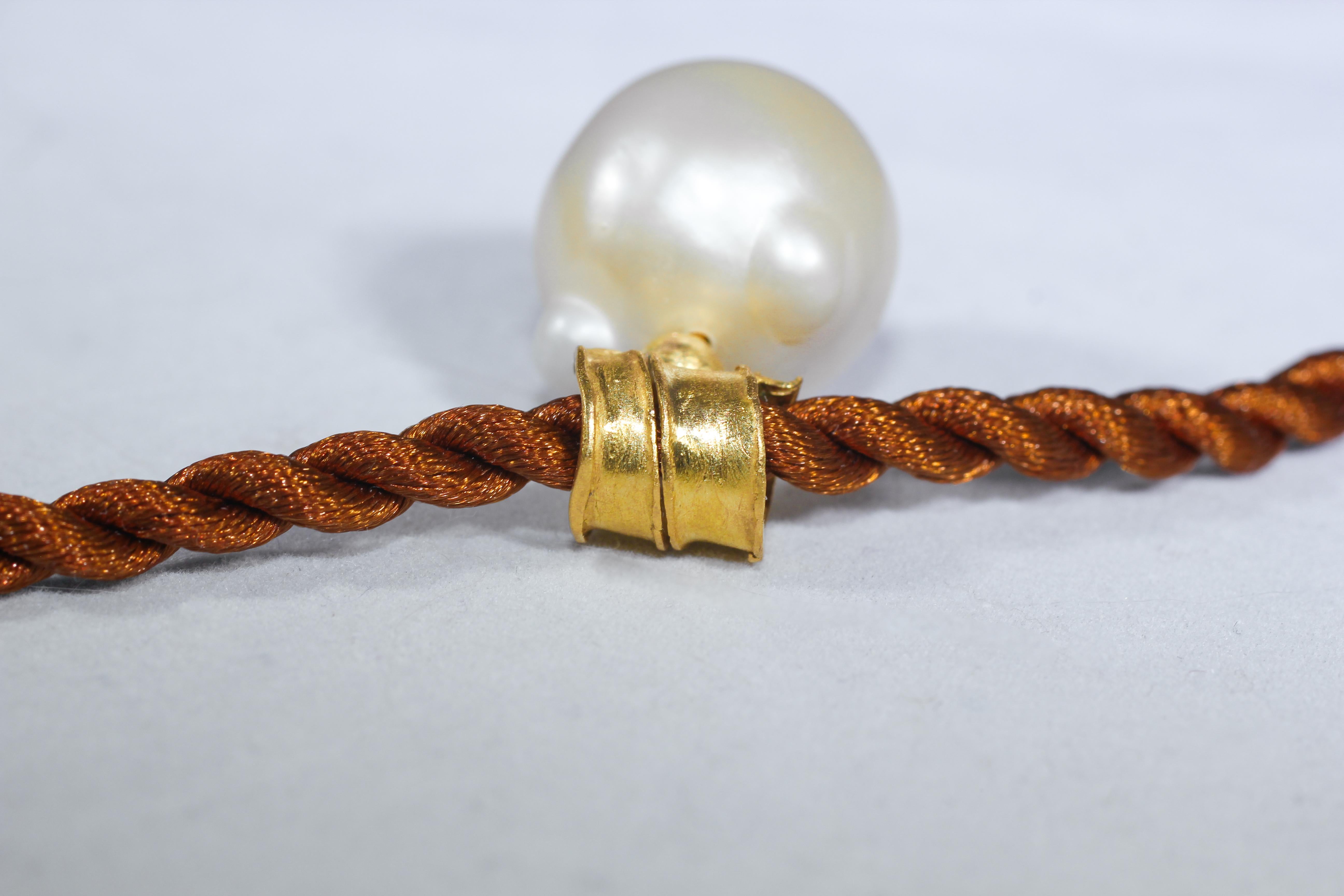 Modern South Sea Pearl 22 Karat Gold Pendant Organic Handmade Designer Choker Necklace