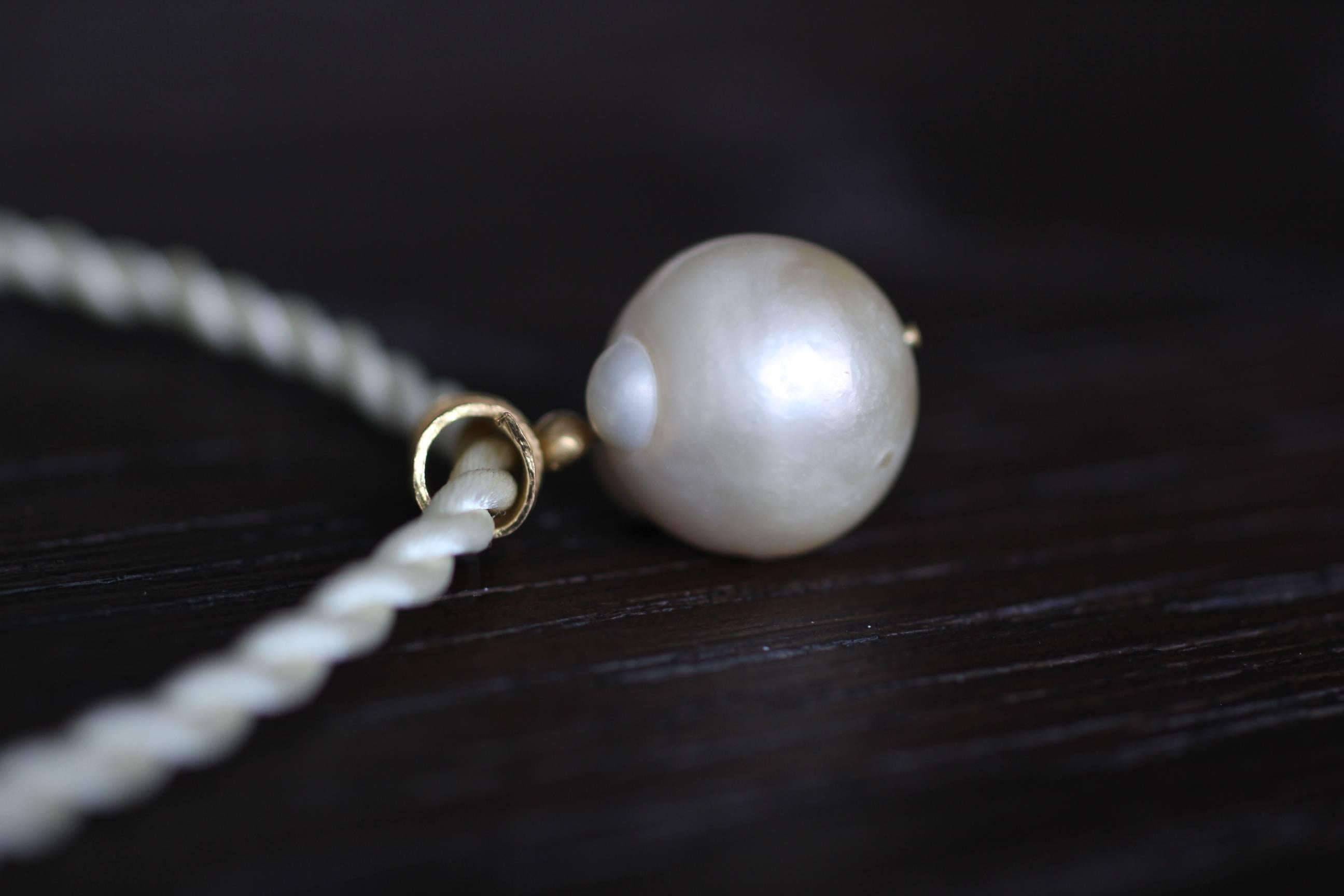 South Sea Pearl 22k Gold Pendant Organic Handmade Designer Choker In New Condition In New York, NY