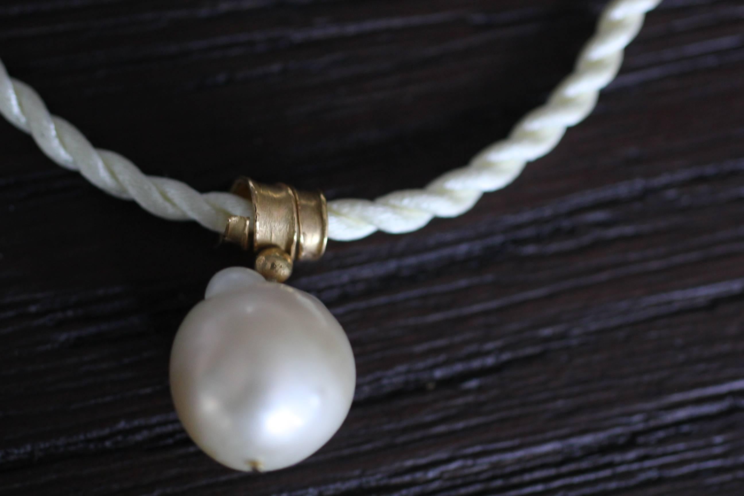South Sea Pearl 22k Gold Pendant Organic Handmade Designer Choker 2