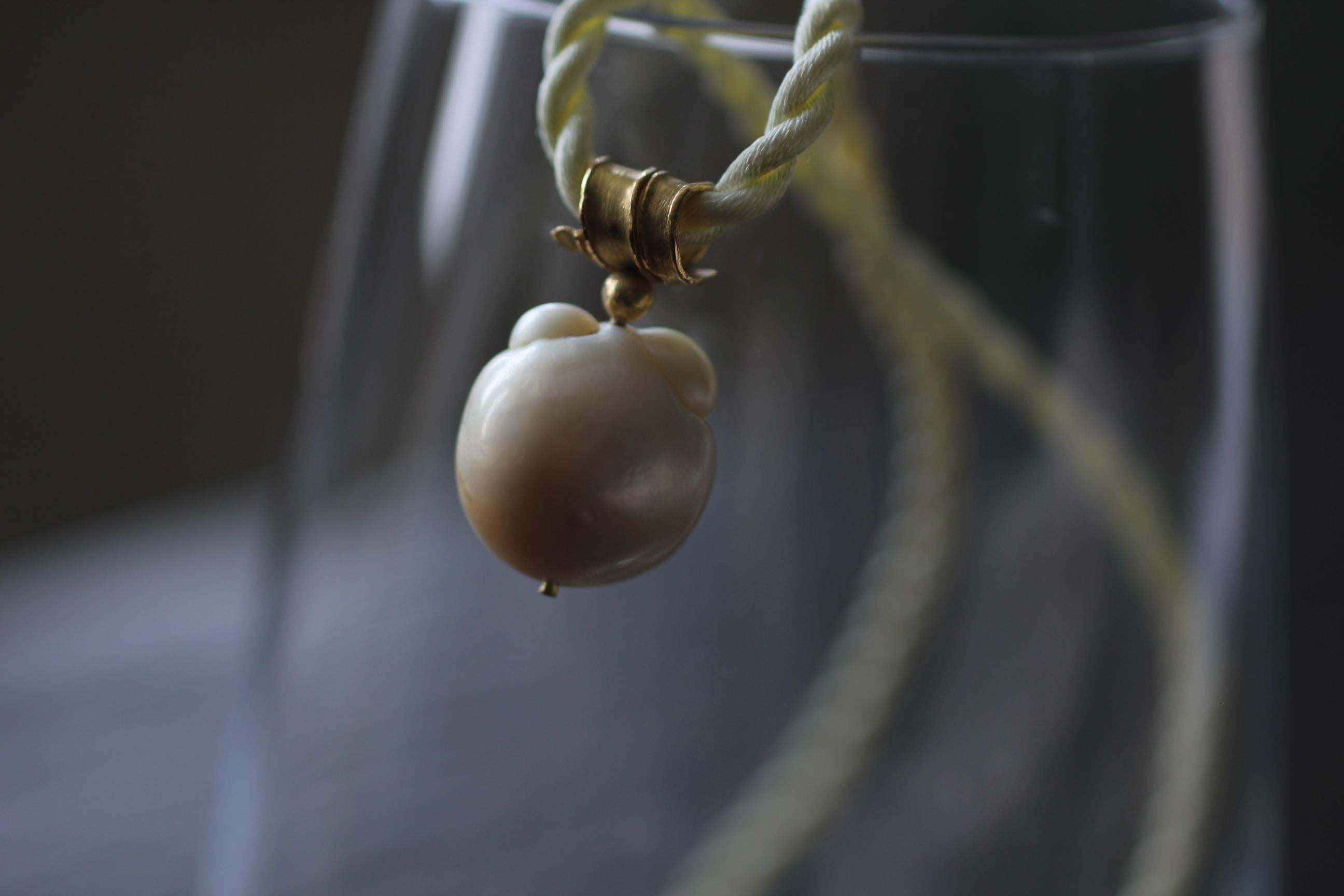 South Sea Pearl 22k Gold Pendant Organic Handmade Designer Choker 3