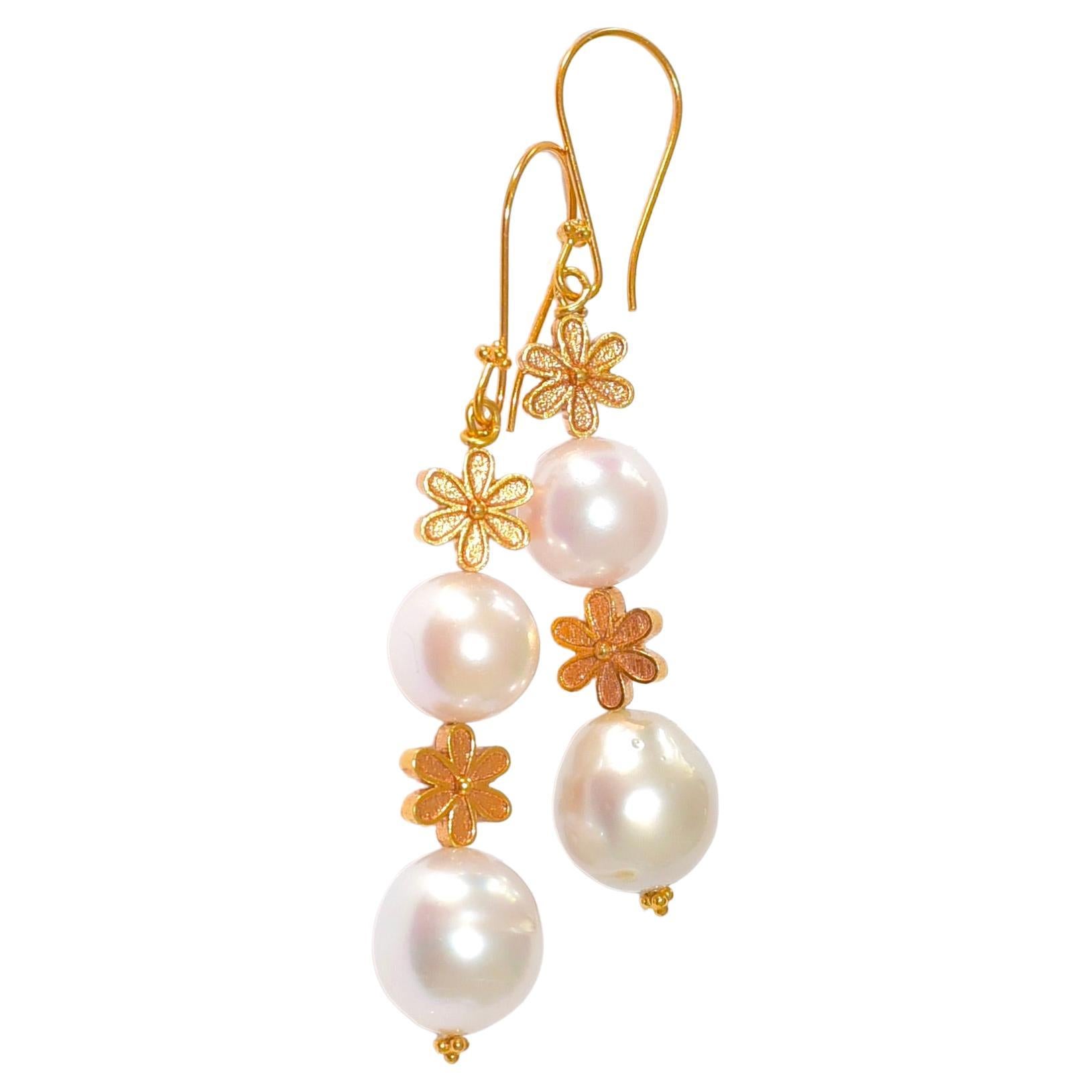 South Sea Pearl, Akoya Pearl Earrings in 18K Solid Yellow Gold