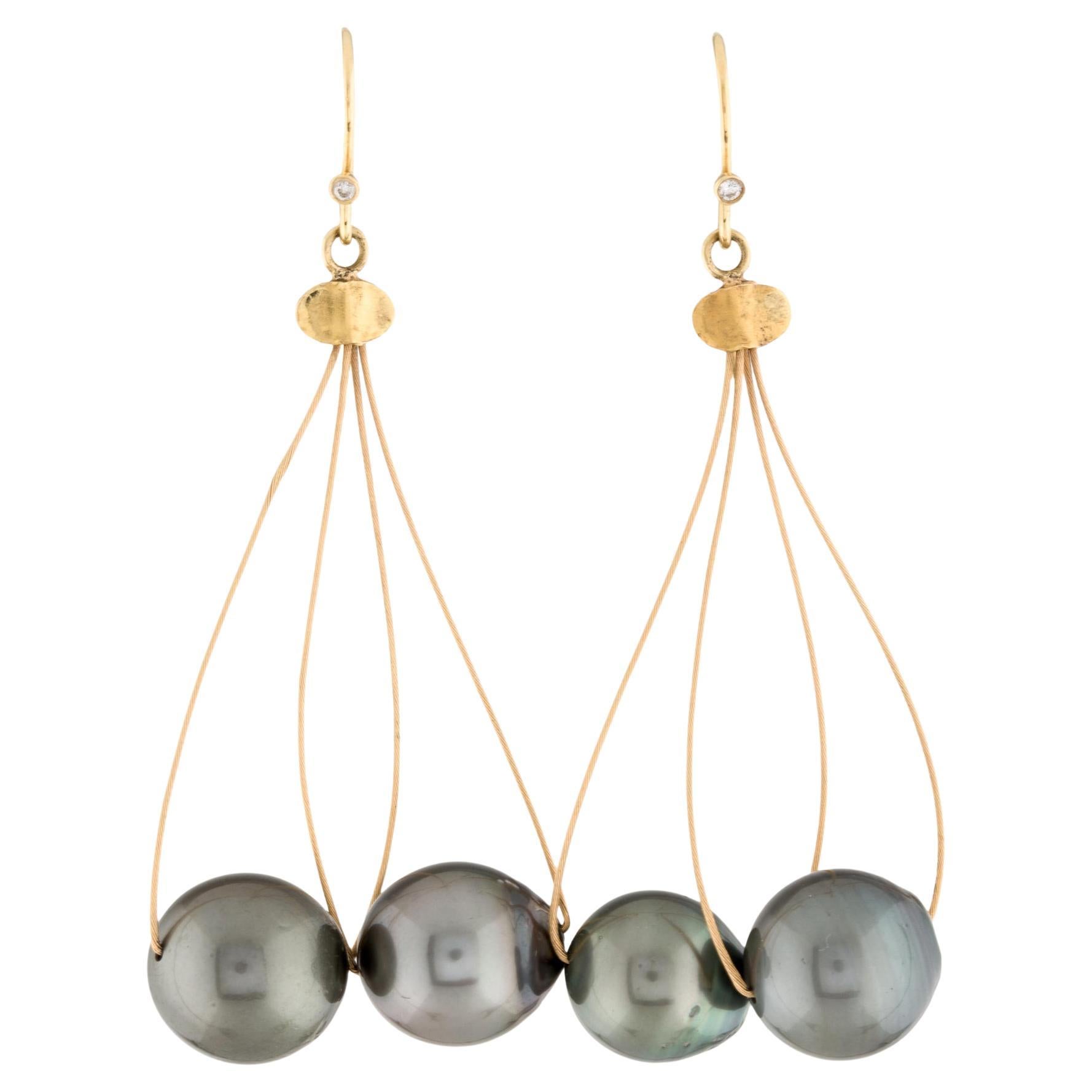 South Sea Pearl and 18KY Gold Dangle Earrings For Sale