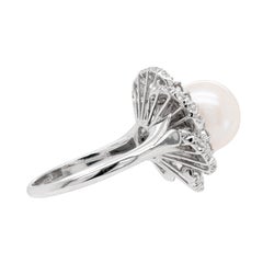 South Sea Pearl and Diamond 18 Carat White Gold Ballerina Cluster Ring