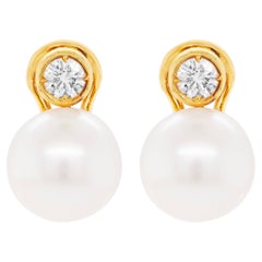 South Sea Pearl and Diamond 18 Carat Yellow Gold Earrings