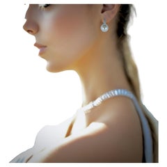 Südseeperle und Diamant 18k Weißgold Feine zeitgenössische Ohrringe