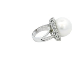 South Sea Pearl and Diamond 18K White Gold Ring