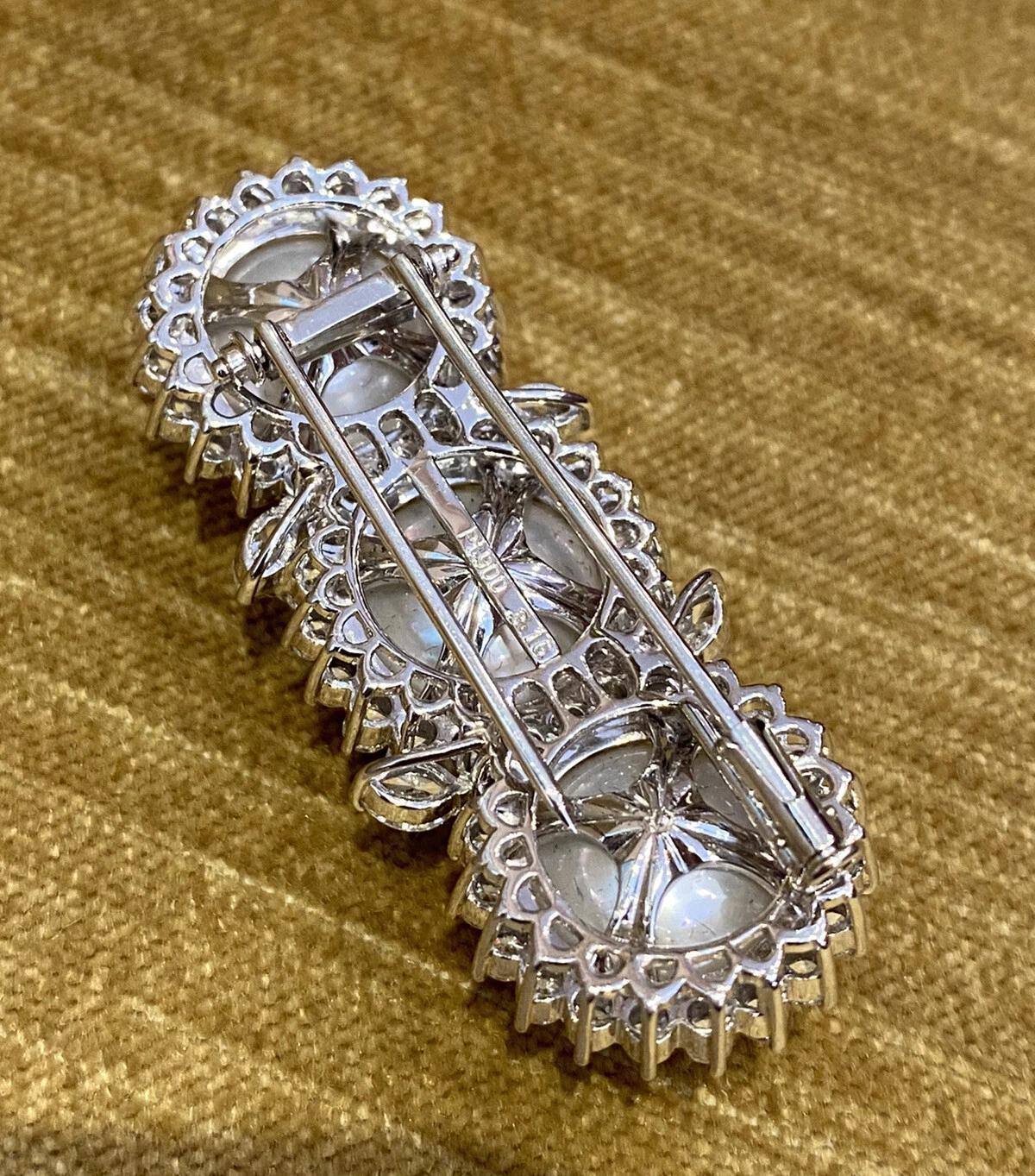 De las mujeres Alfiler broche de barra de perlas del mar del sur y diamantes en platino en venta