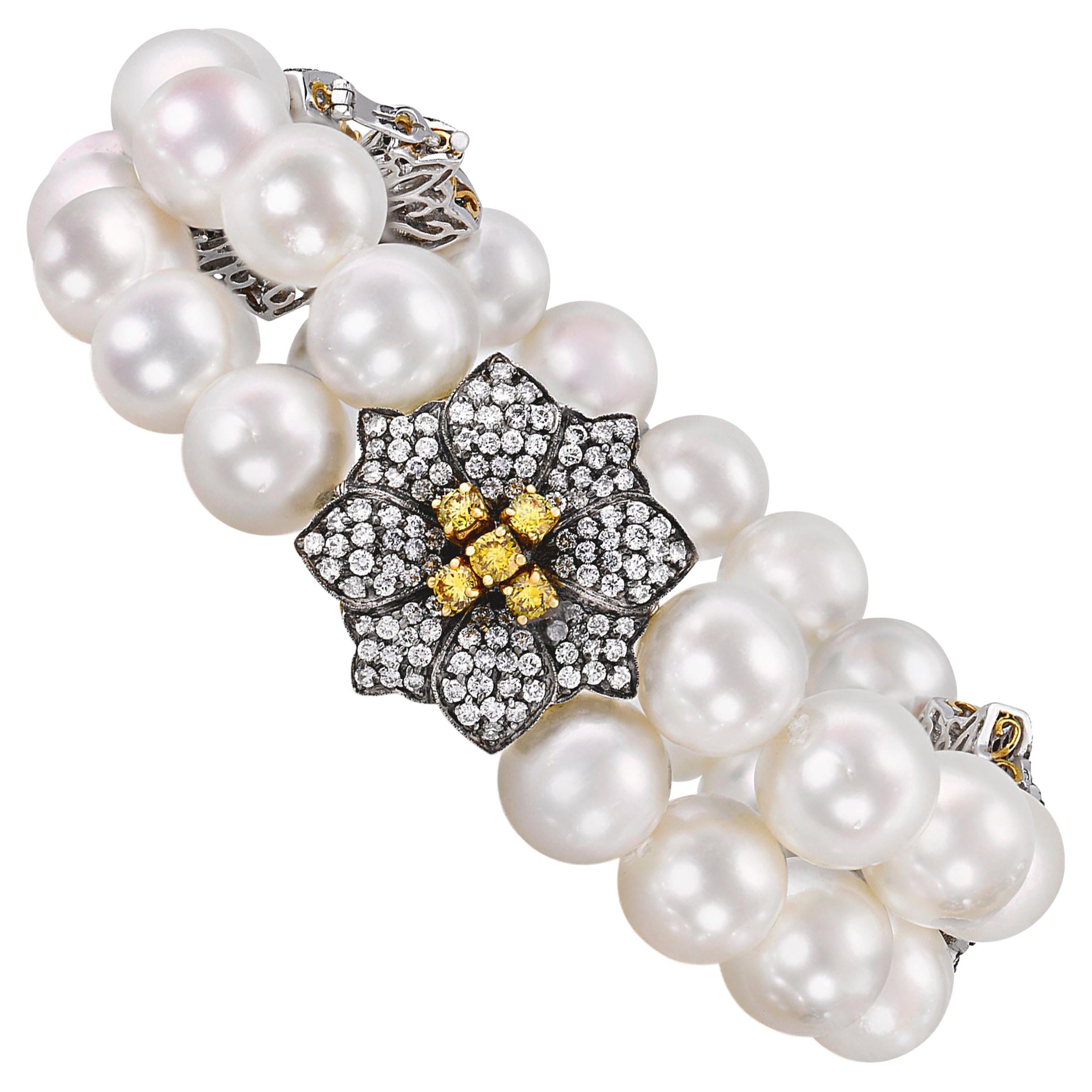 South Sea Pearl and Diamond Bracelet