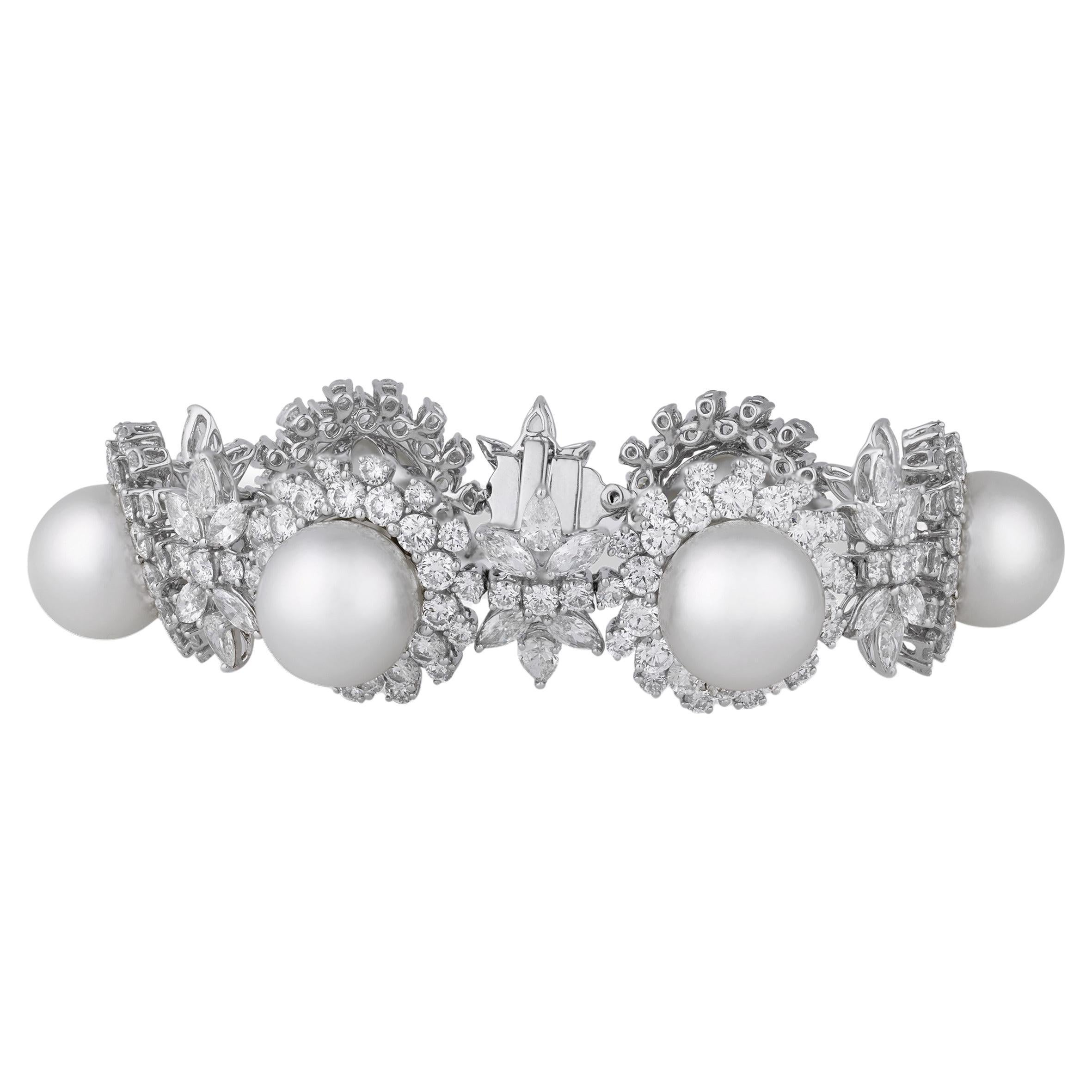 South Sea Pearl and Diamond Bracelet For Sale
