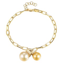 South Sea Pearl and Diamond Bracelet in 18K Yellow Gold