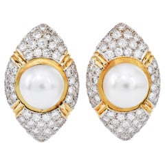 South Sea Pearl and Diamond Clip-On Earrings in 18K Gold