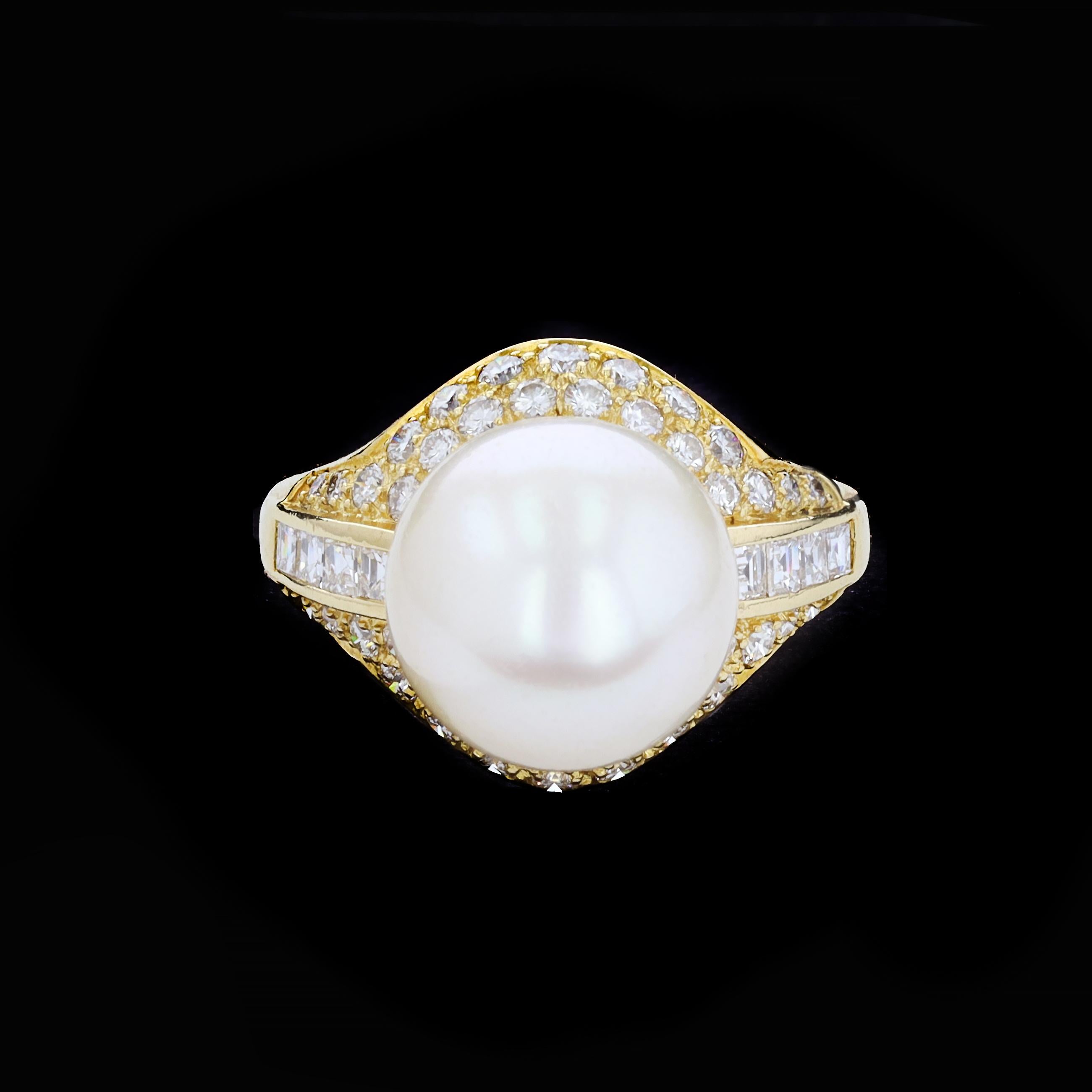 South Sea Pearl and Diamond Cocktail Ring 1
