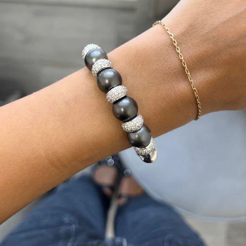 Women's or Men's South Sea Pearl and Diamond Cuff Bangle with diamonds For Sale