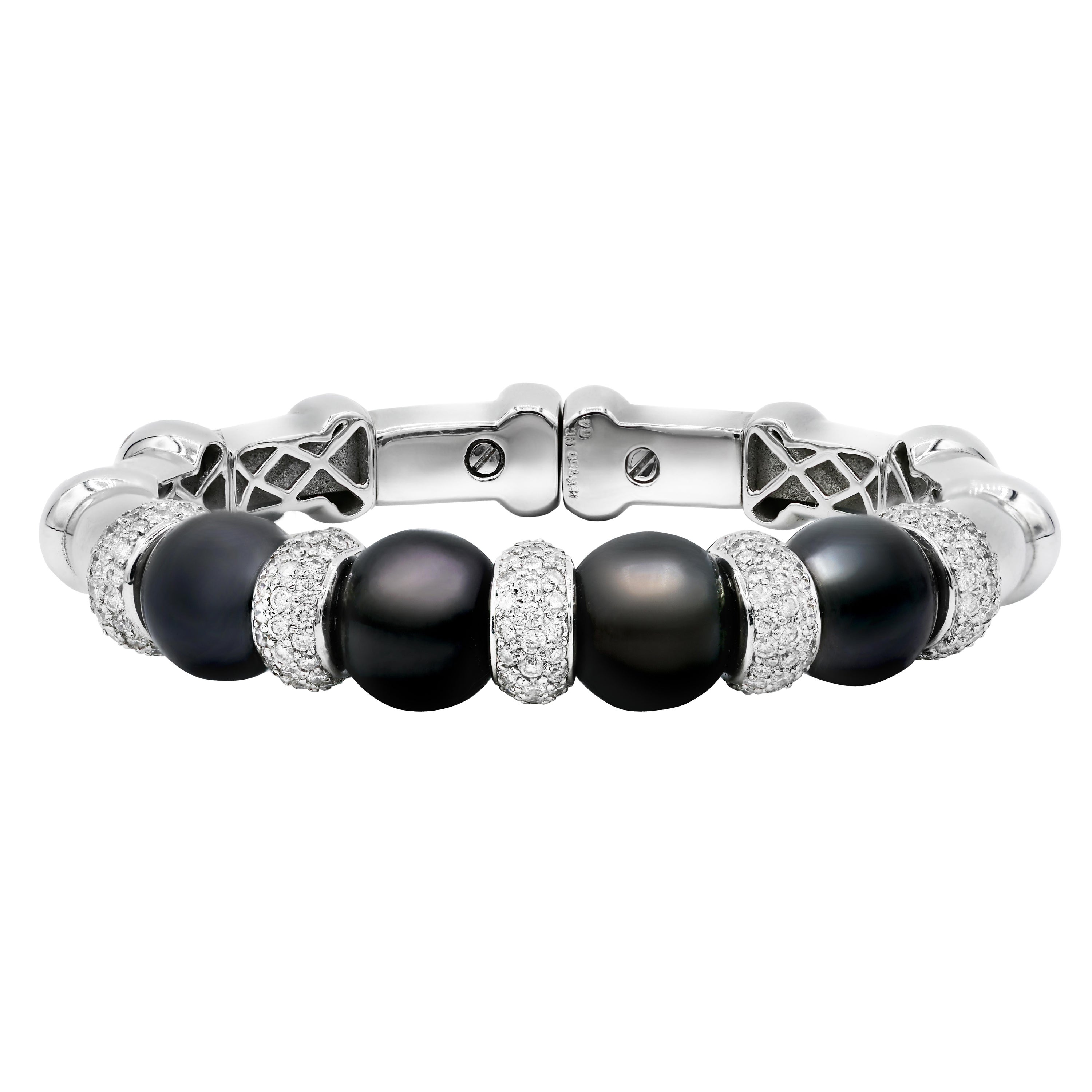 South Sea Pearl and Diamond Cuff Bangle with diamonds