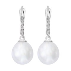 South Sea Pearl and Diamond Dangle Earrings