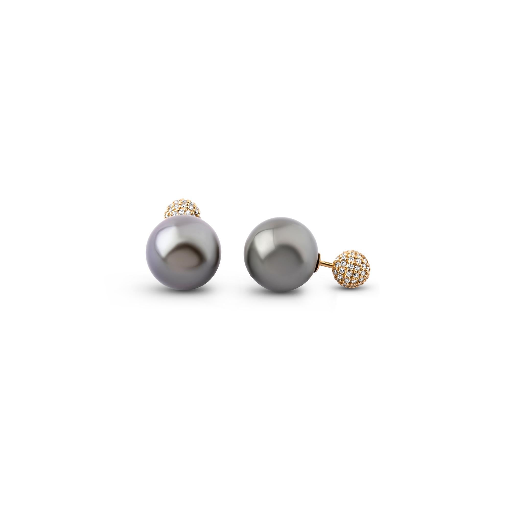 South Sea Pearl and Diamond Dior Tribales Style Ball Earrings Screw Back Studs For Sale 2