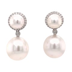 South Sea Pearl and Diamond Drop Earrings