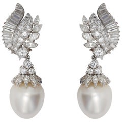 South Sea Pearl and Diamond Drop Earrings