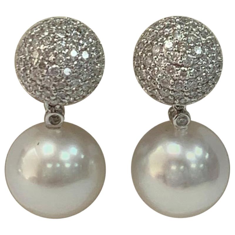 South Sea Pearl and Diamond Earring 2.56 Carat For Sale
