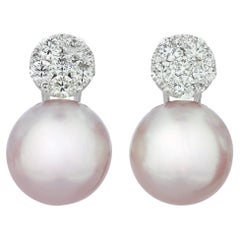 South Sea Pearl And Diamond Earrings, 1.80 Carats