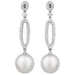 South Sea Pearl and Diamond Earrings