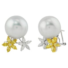 South Sea Pearl and Diamond Earrings