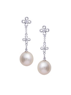 South Sea Pearl and Diamond Earrings Iin 18k Gold