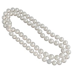 Large South Sea Pearl Necklace With Platinum Diamond Clasp