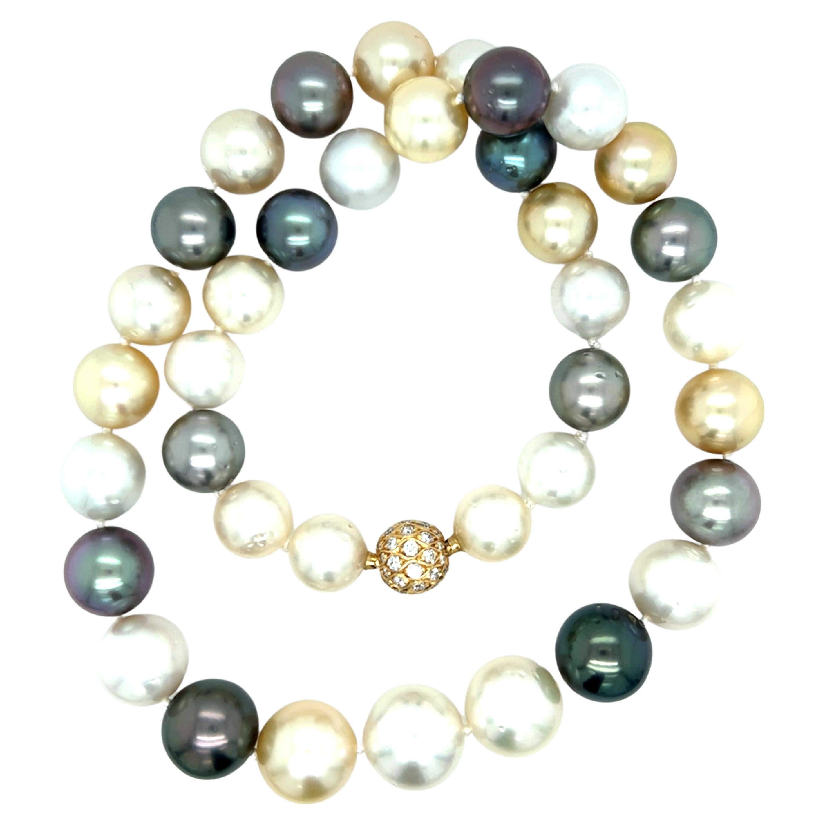 South Sea Pearl Necklace with Pavé Diamond Clasp For Sale at 1stDibs