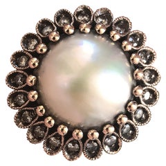 Anillo de Diamantes y Perlas del Mar del Sur, Rodio Negro, Oro Rosa, Ben Dannie