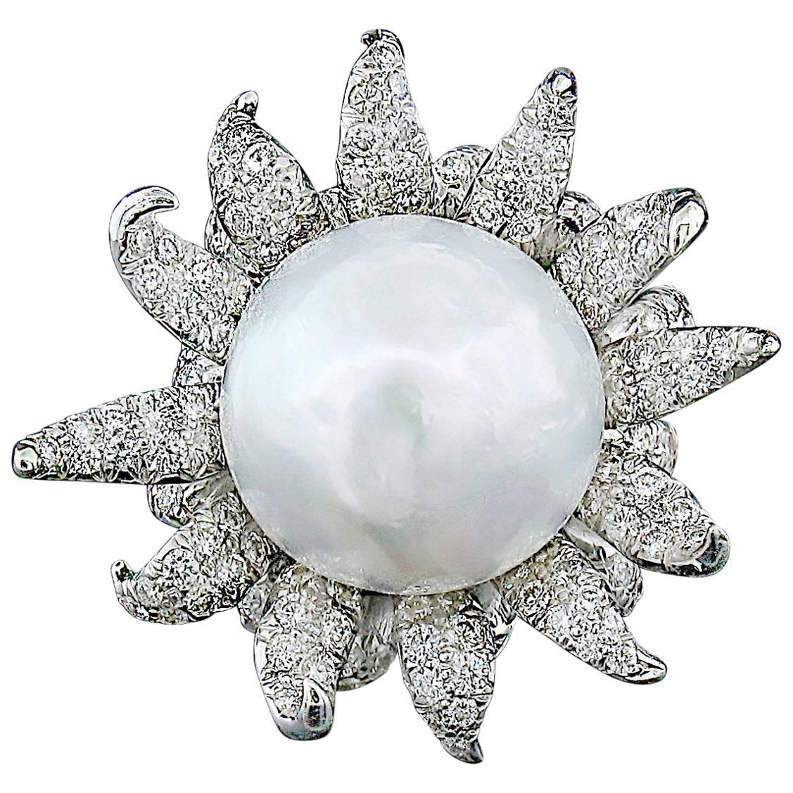 South Sea Pearl and Diamond Ring by Tony Duquette