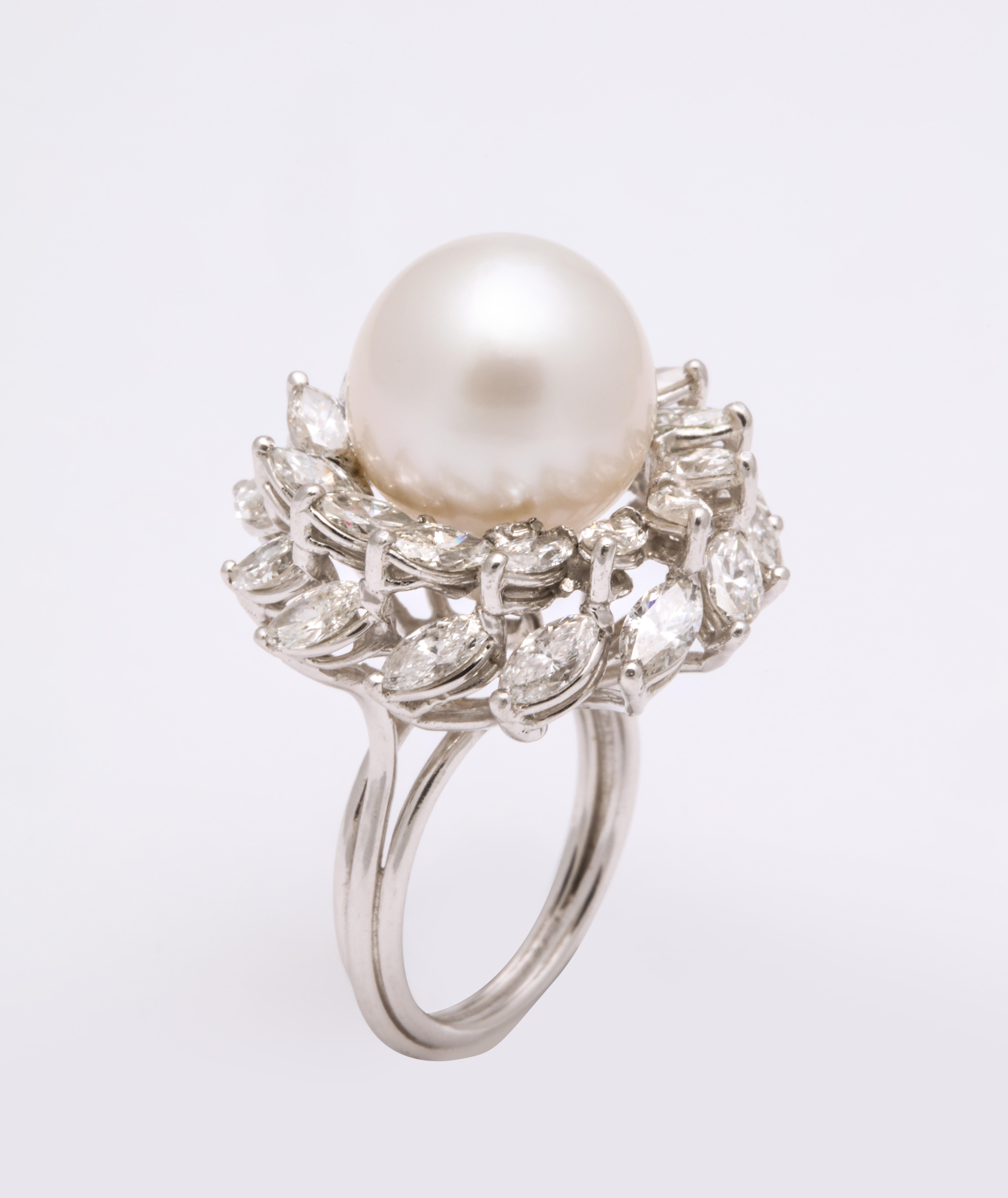 Women's South Sea Pearl and Diamond Ring For Sale