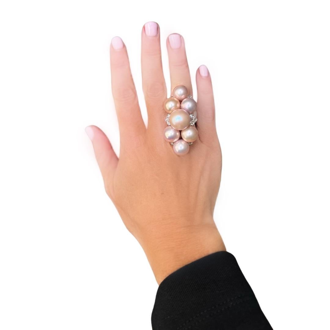 Modern South Sea Pearl and Diamond Statement Ring