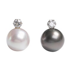 South Sea Pearl and Diamond Stud Earrings, 2.20 Carats