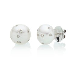 South Sea Pearl and Diamond Stud Earrings