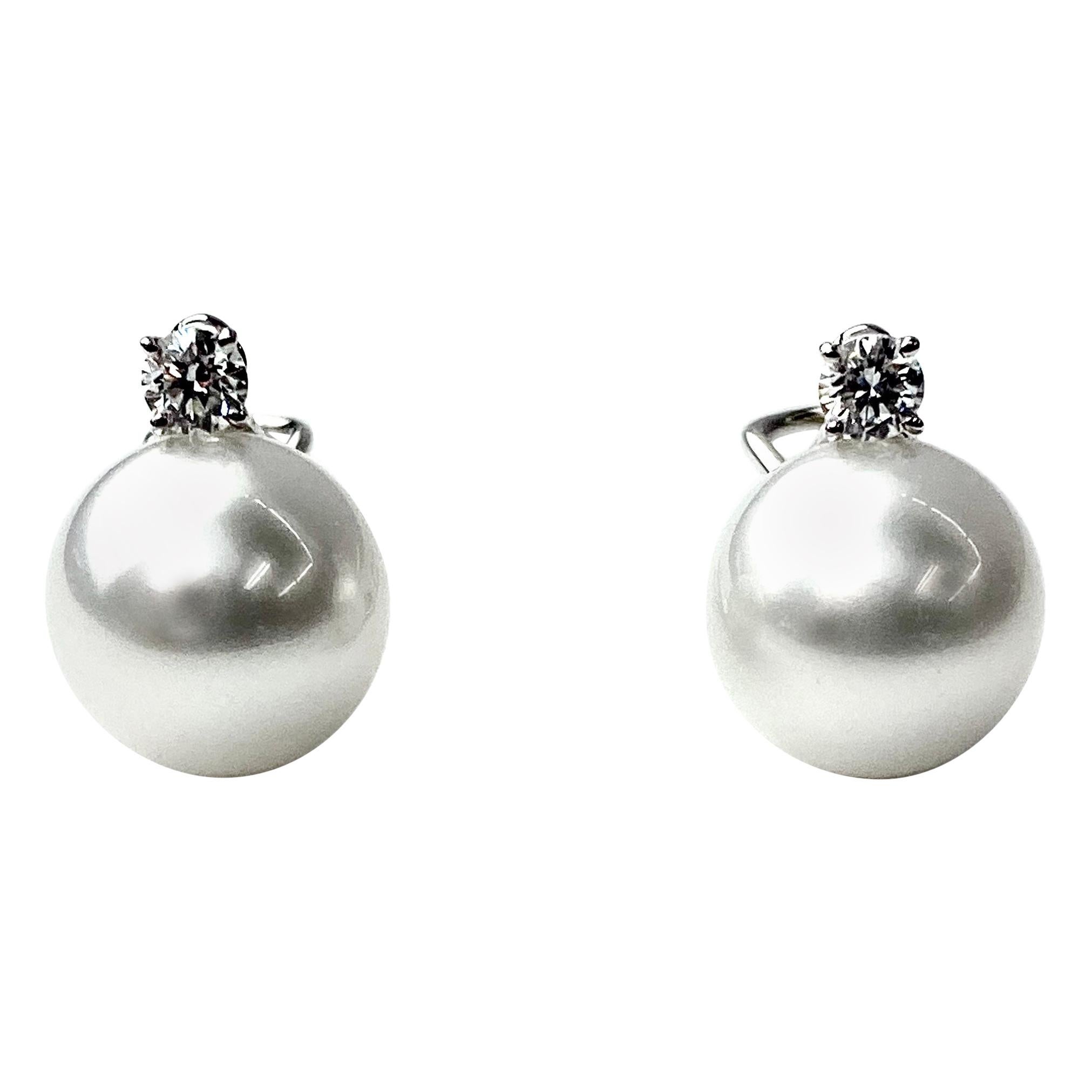 South Sea Pearl and Diamond Stud Earrings