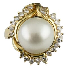 South Sea Pearl and Diamonds Ring Set in 18 Karat Yellow Gold