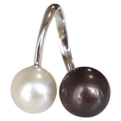 Anello con perle dei mari del sud e perle di Tahiti in oro massiccio 18 carati