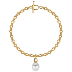 South Sea Pearl Bracelet with Ancient-Style Hand Wrought Gold Chain