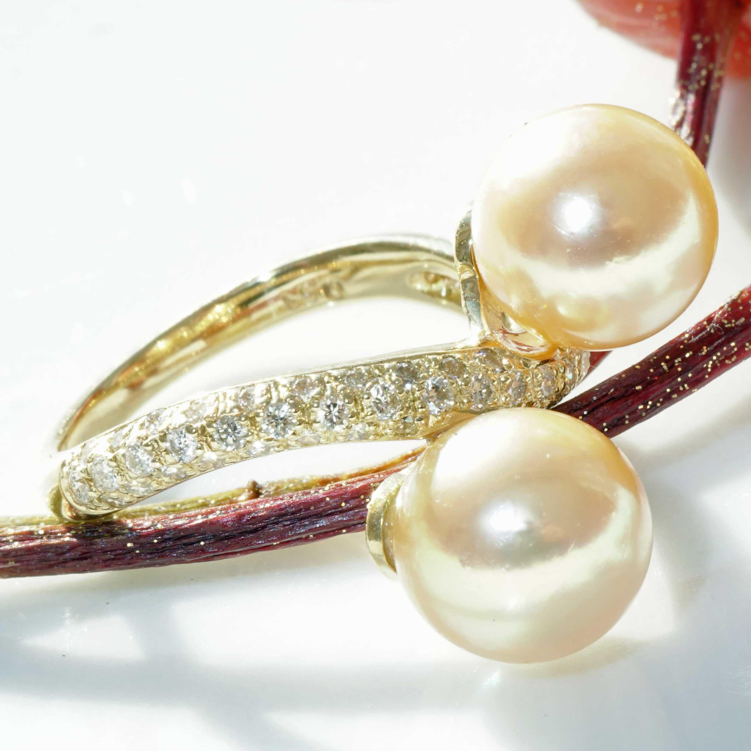 South Sea Pearl Brilliant Ring 18 kt Yellow Gold 0.51 ct W / VS-SI very elegant For Sale 1