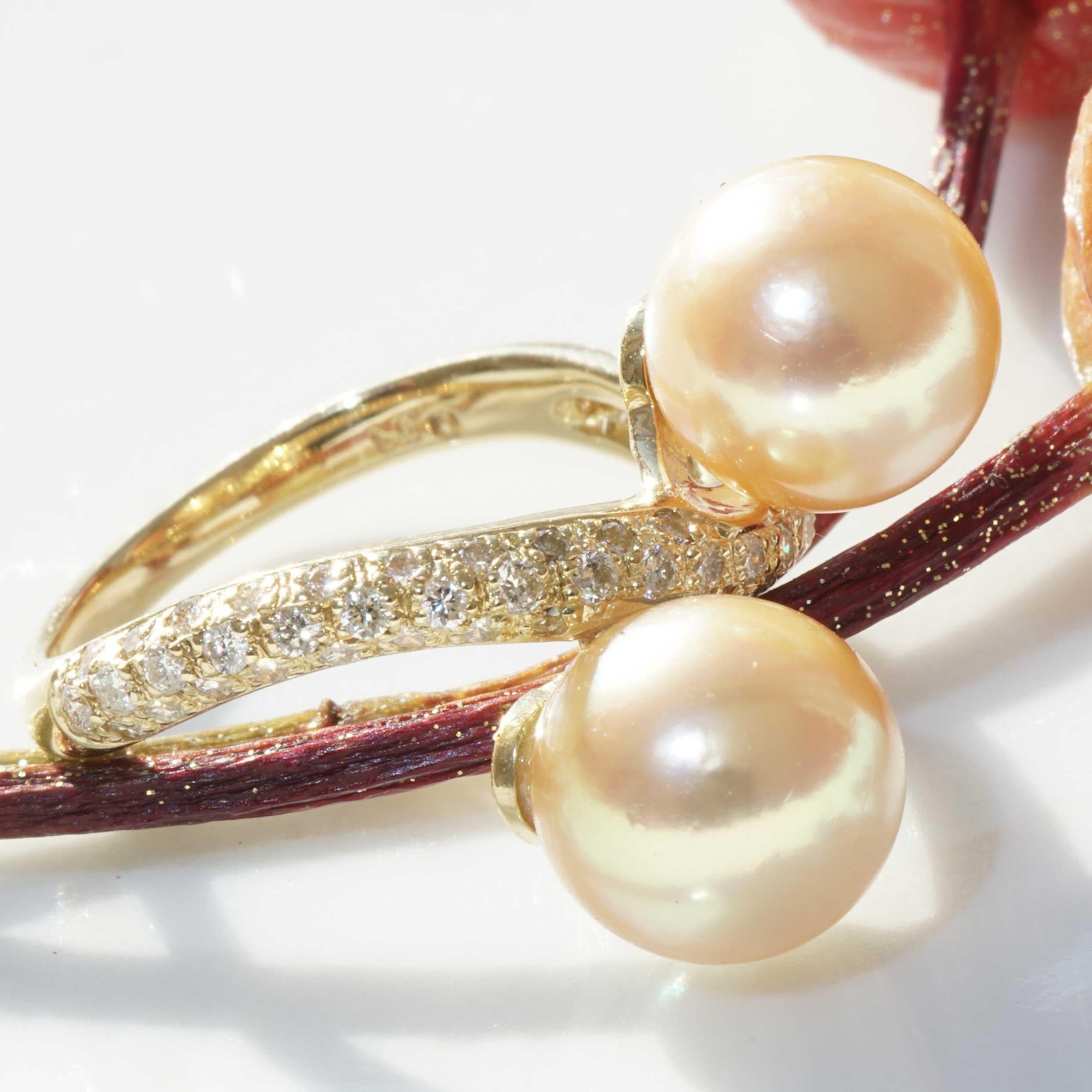 South Sea Pearl Brilliant Ring 18 kt Yellow Gold 0.51 ct W / VS-SI very elegant For Sale 2