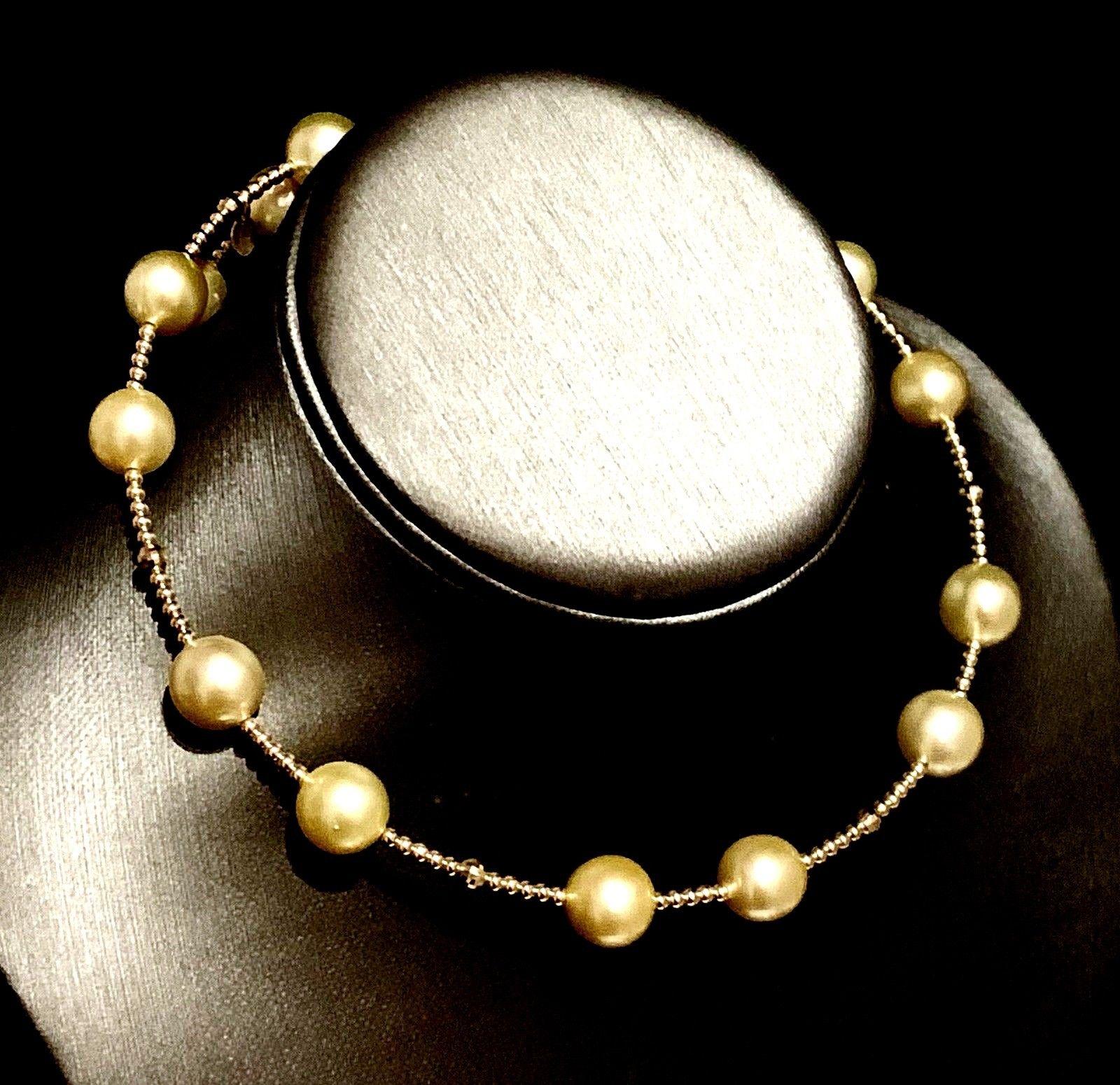 South Sea Pearl Choker Necklace 14 Karat Gold Italy Certified In New Condition For Sale In Brooklyn, NY