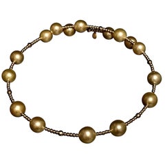 South Sea Pearl Choker Necklace 14 Karat Gold Italy Certified