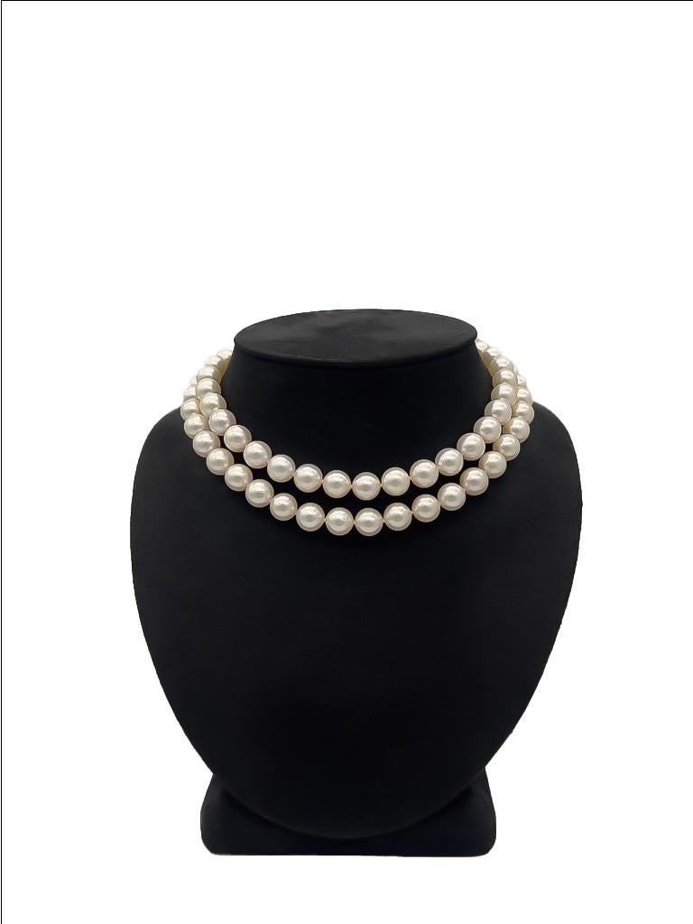 Women's or Men's South Sea Pearl Choker Necklace, 18K White Gold For Sale