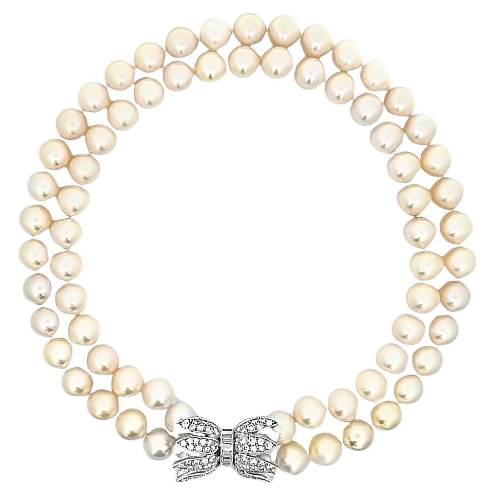 South Sea Pearl Choker Necklace, 18K White Gold For Sale 1