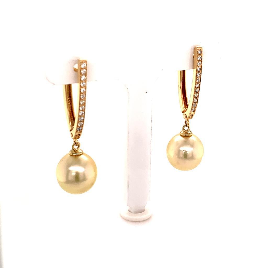 Women's South Sea Pearl Dangle Earrings 14k Gold Large Certified