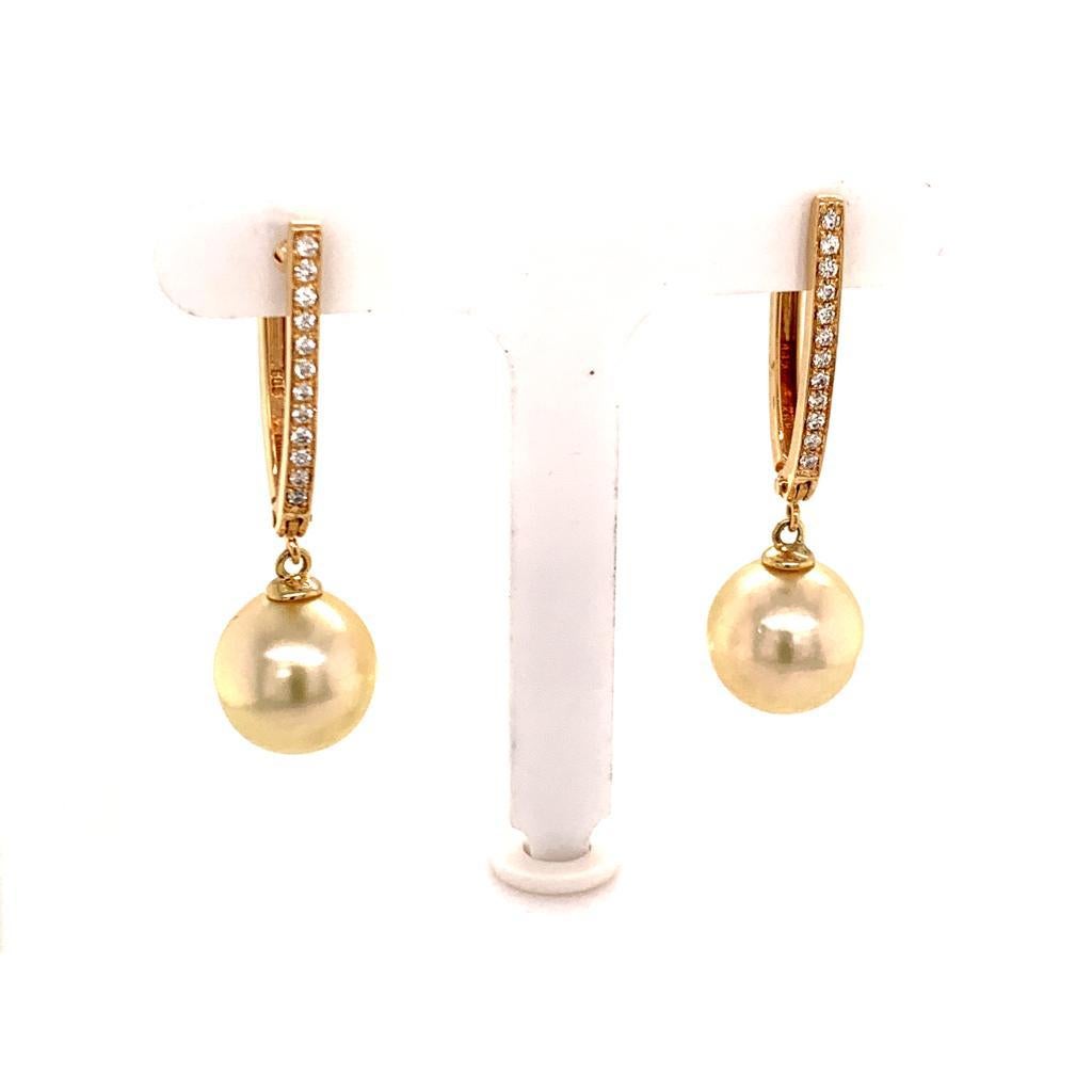 South Sea Pearl Dangle Earrings 14k Gold Large Certified 1