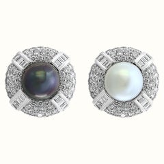 South Sea Pearl Day & Night with 12 Carat Diamond Cocktail Earrings 18 K Gold